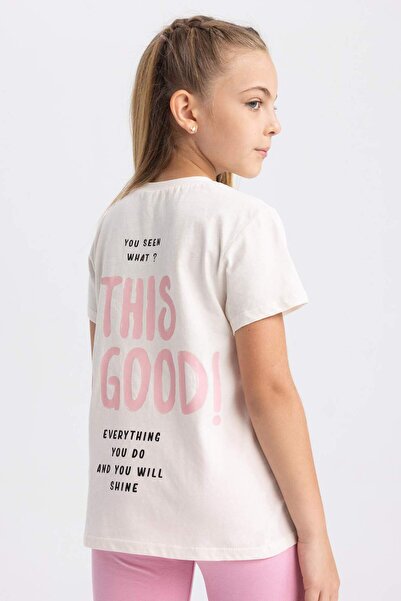 DeFacto Girls' Back Printed Short Sleeve T-Shirt A1778A823Hs