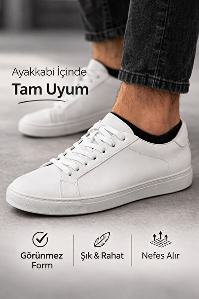 Tina atelier 10 Çift Erkek Düz Spor Patik Sneaker Çorap Siyahx10