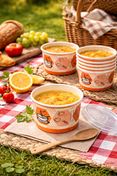 ÖZKAN AMBALAJ 25 Adet Kapaklı Kullan At Çorba Kasesi