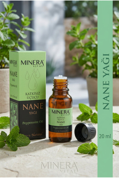 MİNERA VİTAL Nane Yağı 20 ml (Peppermint Oil) %100 Saf Uçucu Yağ Damlalıklı C...