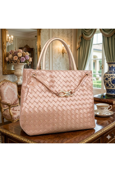 dukidasoturkiye Gold Knitwear Textured Women's Sleeve Bag Si |   Gold Mt1543