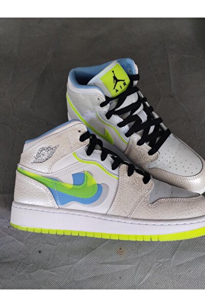 Nike Air Jordan 1 Mid Se Warped Swoosh (gs) - Kadın Spor Ayakkabı Dv1314-017
