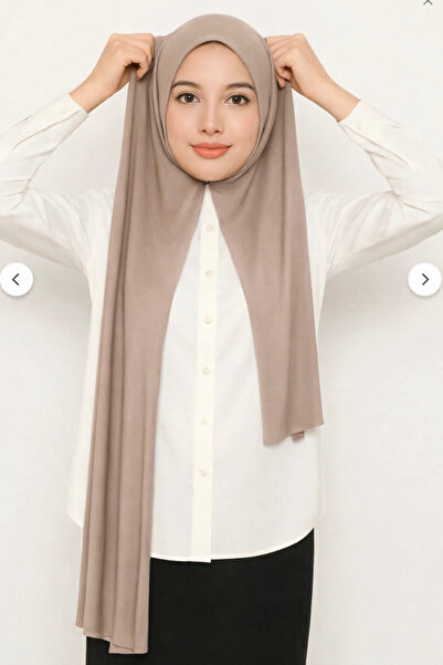 Merve Nayir Geçmeli Hazır Pratik Penye Şal Vizon