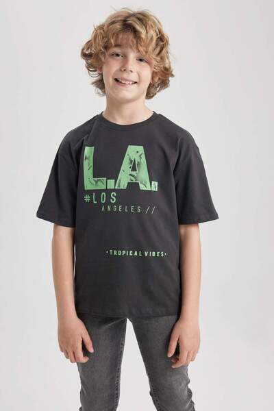 DeFacto Oversize Crew Neck Printed Short Sleeve T-Shirt for Boys A2102A823Sm