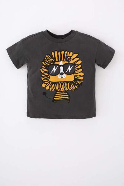 DeFacto Baby Boy Crew Neck Animal Patterned Short Sleeve T-Shirt Z5400A223Sm