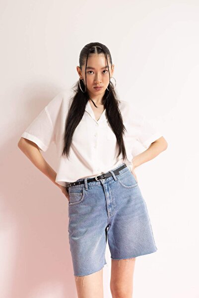 DeFacto Oversize Pajama Collar Short Sleeve Shirt W6864Az23Sp