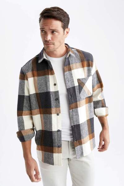 DeFacto قميص ريلاكس فيت بولو ياقة لونجوسي بأكمام طويلة Y1704AZ22WN