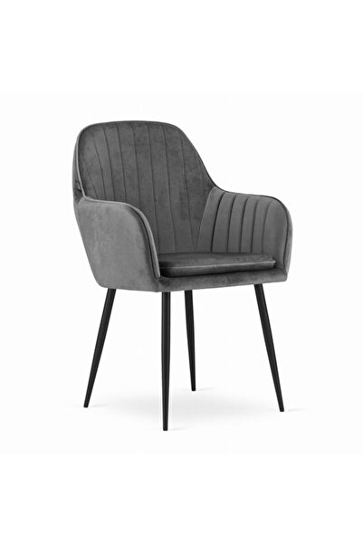 Mercaton Scaun Lugo din catifea - Gri/Negru - 57.5x56.5x86.5 cm