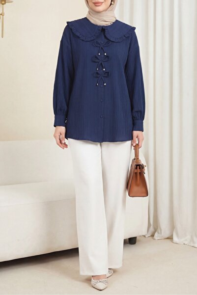 HİJABAYA Πουκάμισο με κουμπιά και λεπτομέρεια κορδέλας στο μπροστινό μέρος