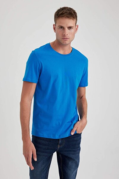 DeFacto Basic Solid Kurzarm-T-Shirt aus 100 % Baumwolle mit normaler Passform...