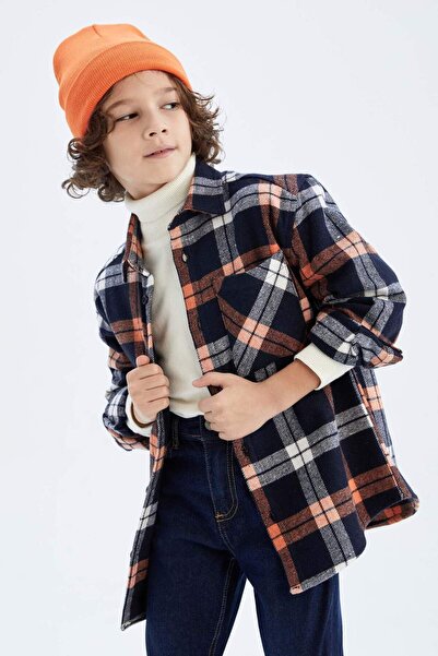 DeFacto Boy's Oversize Flannel Long Sleeve Shirt Z1000A623Sp