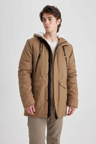 DeFacto Slim Fit Hooded Plush Lining Cotton Pack Parka R6780Az22Wn