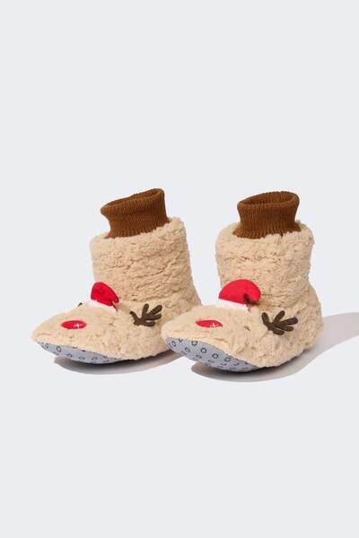 DeFacto Kadın Fall in Love Yılbaşı Temalı Geyik Figürlü Pelüş Ev Terliği Y490...