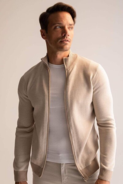 DeFacto Slim Fit Half Turtleneck Zipper Long Sleeve Knitwear Cardigan R1686Az...