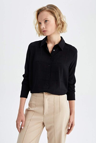 DeFacto Πουκάμισο με κανονική εφαρμογή και μακριά μανίκια Με υφή M9480AZ22AU