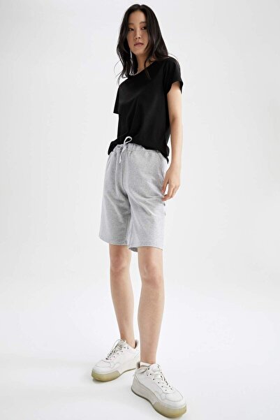 DeFacto Κανονικό βερμούδα με κορδόνια μέσης 100% βαμβακερό σορτς W9369AZ22SM