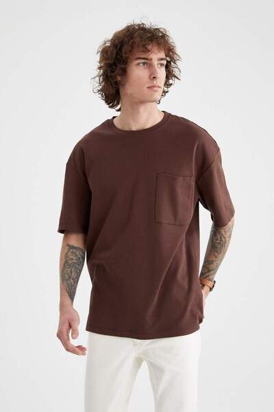DeFacto Μπλουζάκι Oversize Fit Crew Neck Basic βαρύ υφασμάτινο T3661AZ22SP