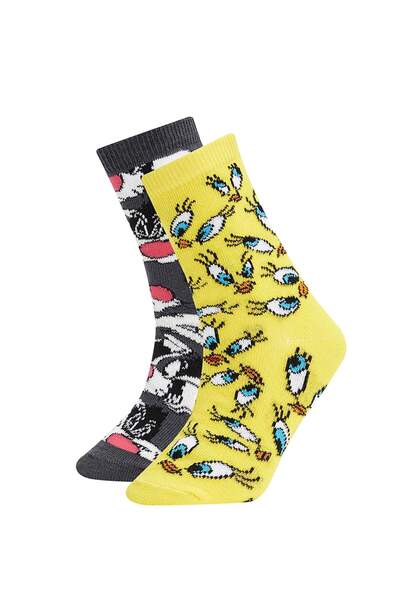 DeFacto Șosete lungi din 2 piese pentru fete, licențiate Looney Tunes V7242A6...