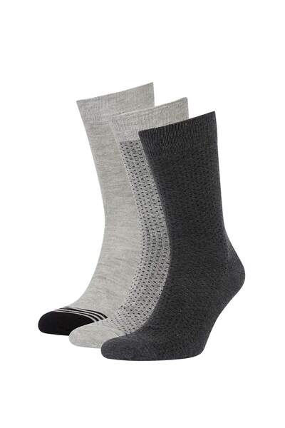 DeFacto Мъжки памучни дълги чорапи, 3 чифта R8085AZNS