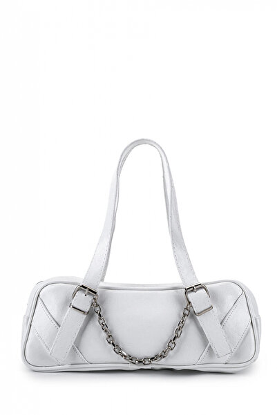 Rebeca Women's Shoulder Bag with White Shiny Skin Chain Accessory