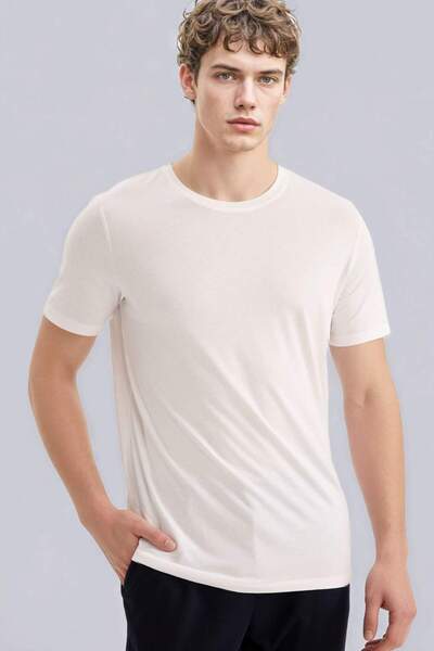 DeFacto Slim Fit Crew Neck Premium Quality Basic Bavlněné česané bavlněné tri...