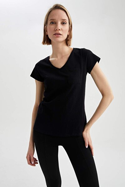 DeFacto Tricou cu mânecă scurtă, cu decolteu în V, cu formă normală K5057az23sp