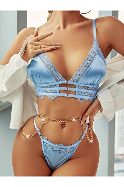 Genel Markalar Secretsita Mavi Zincir Detaylı Fantezi Sütyen Takımı