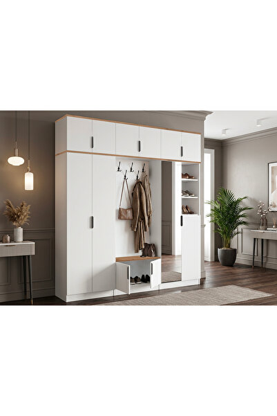 benim odam Diva Modüler Portmanto Yüklüklü Boy Aynalı Raflı 2 Kapılı Askılı A...