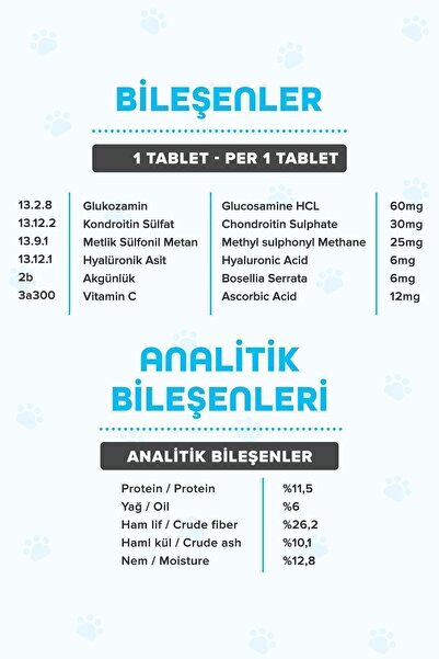 patiografya Premium Move G Glucosamine-glukozamin Kedi Ve Köpek Için Eklem Sağlığını Destekleyici Tablet
