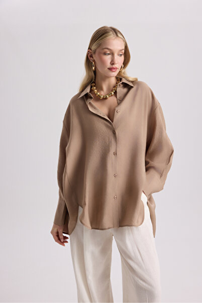 MAI STUDIOS CO. Zaria Açık Vizon Oversize Gömlek