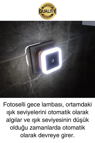 Svein Fotoselli Gece Lambası Karanlıkta Otomatik Yanıp Sönen Aydınlığa Duyarlı Koridor Antre Loş Led Işık