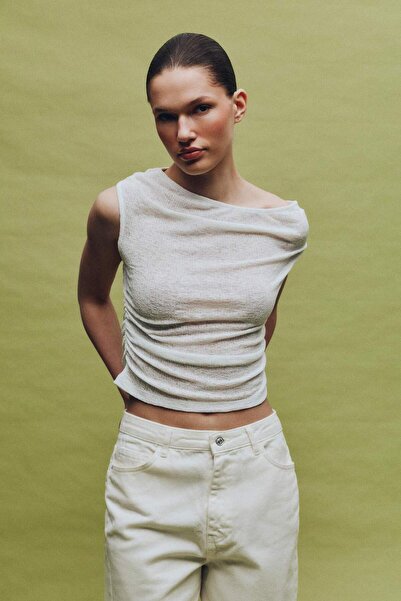 DeFacto Εφαρμοστό T-Shirt με λαιμόκοψη Kayak κοτλέ πλέξη ριμπ H0230AX26SP