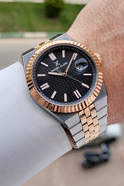 Daniel Klein 41 mm Men's Wristwatch with Black Dial, Rose Gray Color Adjustab...