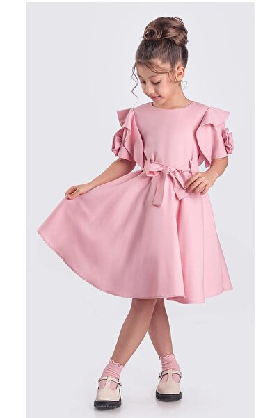 Pina Kids Κοριτσίστικο κοντομάνικο φόρεμα με ροζ λεπτομέρεια - ELB.2717