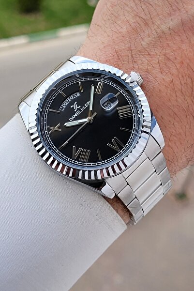 Daniel Klein 42.5 mm 5 Atm Men's Wristwatch with Black Dial, Gray Color Adjus...