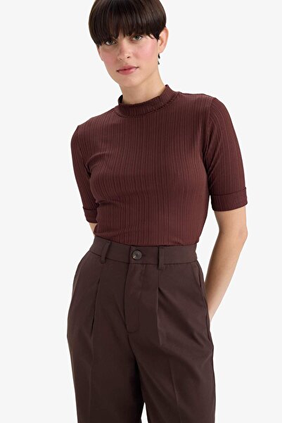 DeFacto Κανονική εφαρμογή, μισό ζιβάγκο, κασμιρένια καμιζόλα, κοντομάνικο μπλ...