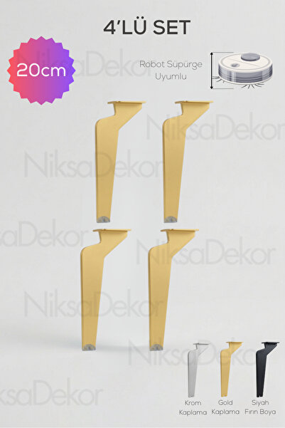 NİKSA METAL 4'lü Set-Modern Metal Ayak-TV Ünitesi Ayağı-Koltuk Ayağı-Kanepe A...