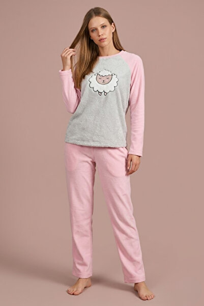 DOFİ Kadın Pembe Welsoft Pijama Takımı
