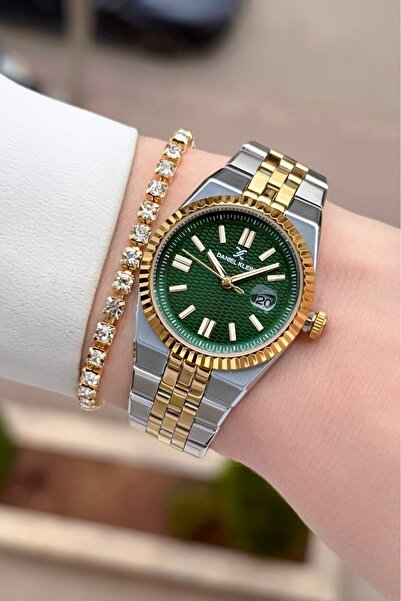 Daniel Klein Dial Green Cord Gold Metallic Color 2 Year Warranty 30 mm Women'...