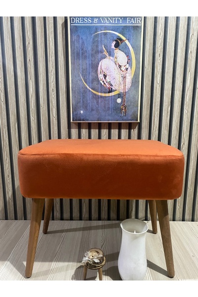 arkın koltuk döşeme Puf, Orange Puf, Turuncu Renk , Ahşap Ayak, Ince Zarif ,s...