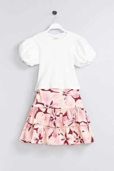 DeFacto Floral Print Poplin Skirt Girls G7622A826Sm