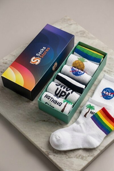 Esinti Șosete lungi cu modele colorate, set de 6 bucăți, pentru bărbați și femei