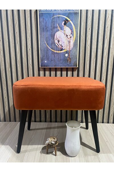 arkın koltuk döşeme ve dekorasyon Puf ,,puf, Turuncu Renk , Ahşap Siyah Ayak ...