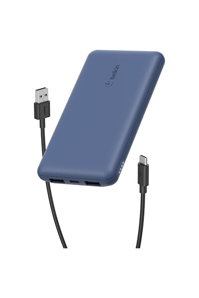 Belkin 10K Power Bank + USB-C 15W, Çift USB-A, 15cm USB-A - C Cable