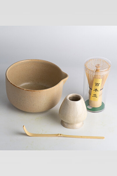 Toganoo Premium Matcha Hazırlama Seti 4 Parça | Seramik Kase, Çırpıcı, Stand ...