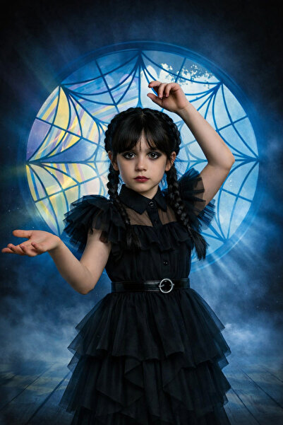 Modonoff Wednesday Kostüm Siyah Renk Elbisesi