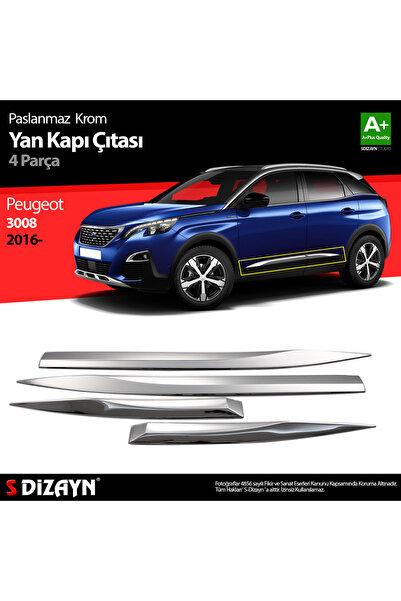 S Dizayn S-Dizayn Peugeot 3008 Krom Yan Kapı Çıtası 4 Prç. 2016-2023 6932140