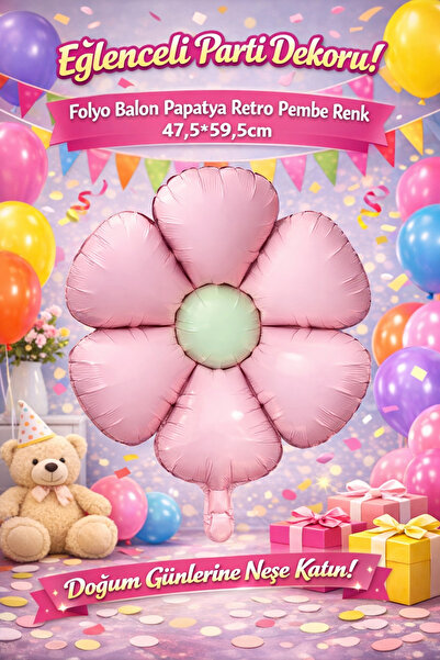 24" Folyo Balon Papatya Retro Pembe Renk 47,5*59,5cm