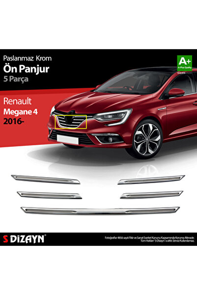 S Dizayn S-Dizayn Renault Megane 4 Krom Ön Panjur 5 Prç. 2016-2020 A+ Kalite ...
