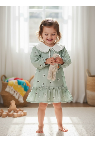 Pufiko Kids فستان أخضر للفتيات الصغيرات من بيبي ياكا